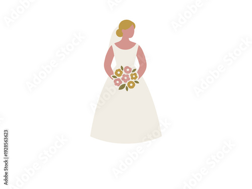 Bride Holding Flowers Wedding Dress.