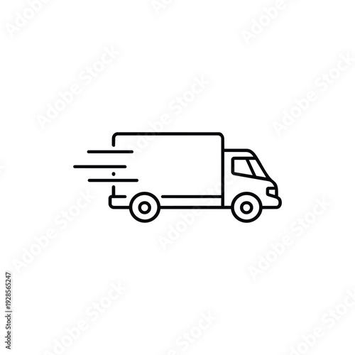 Fast delivery truck icon black and white vector for online shopping and ecommerce shipping service