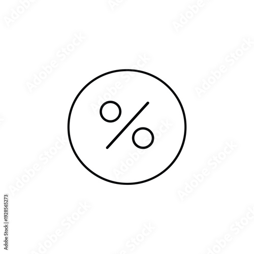 Black and white percentage icon for shopping sale and discount promotion minimal line vector illustration