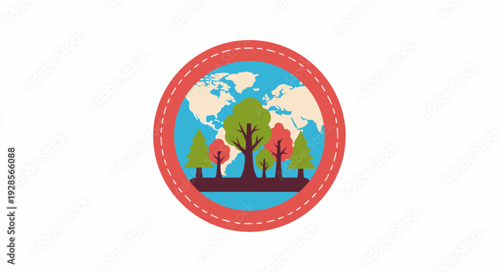 Obraz premium Trees in a circular landscape logo.