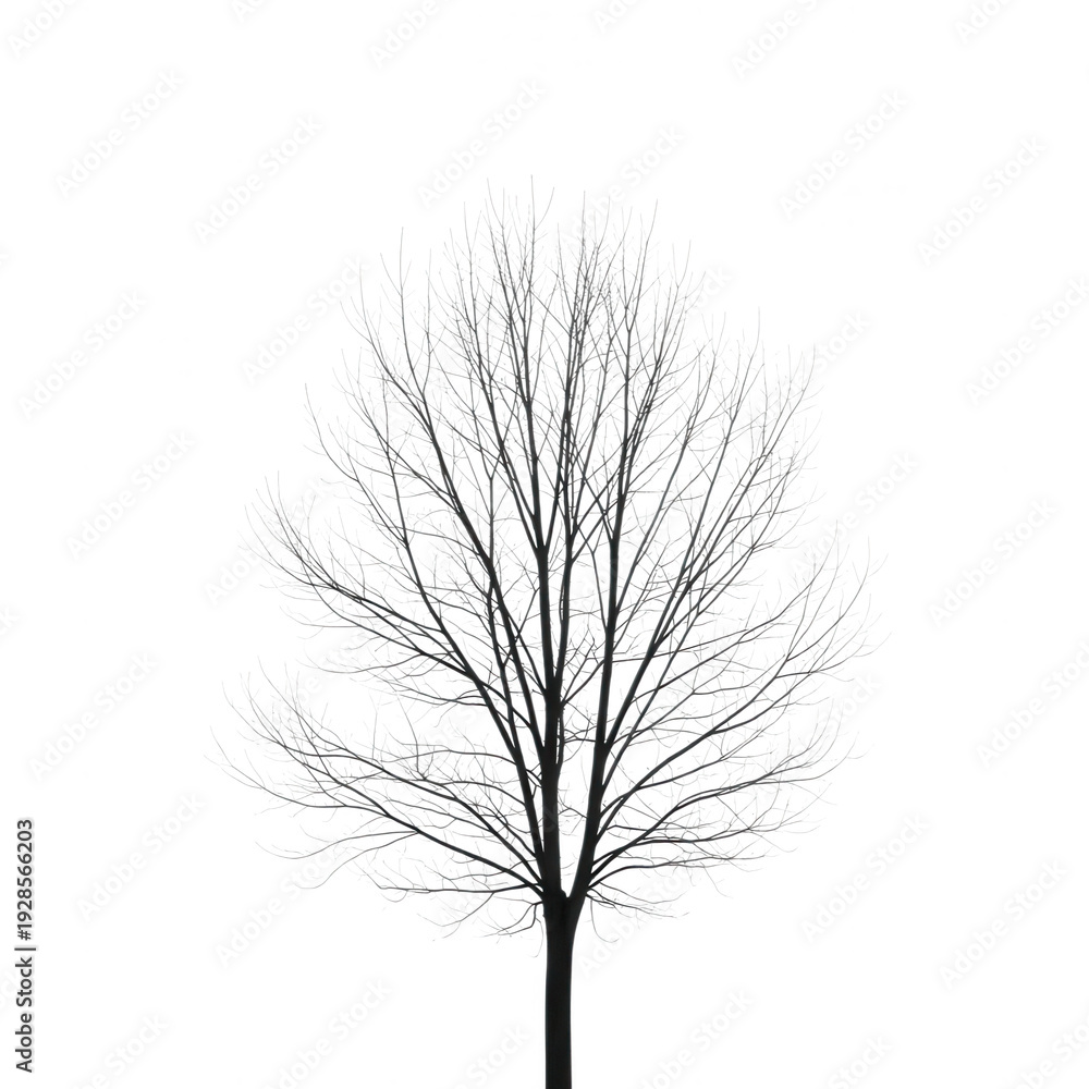 Obraz premium Bare tree silhouette with intricate branches
