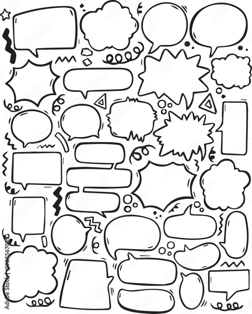 Fototapeta premium Collection of various comic book style speech bubbles and text boxes