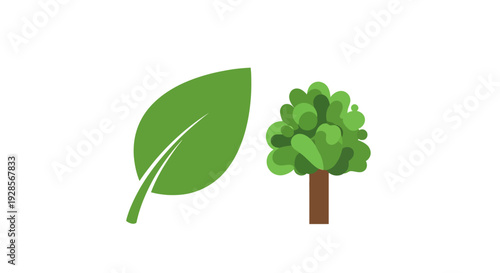 Green leaf and tree illustration.