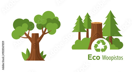 Tree Stump Eco Friendly Recycling Concept.