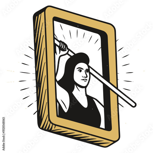 Woman holding javelin with confidence in dynamic sport illustration  