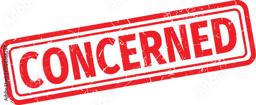 CONCERNED red rubber stamp text
