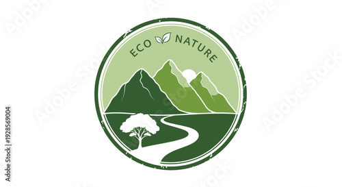 Eco Nature Logo Green Mountains.