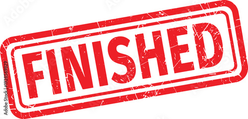 FINISHED red rubber stamp text