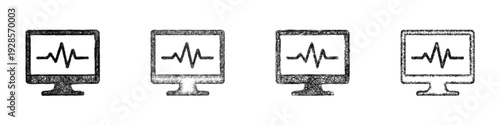 Sketch monitoring icon design set