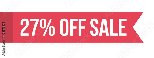 Red ribbon banner clearly advertises a twenty-seven percent off sale promotion.