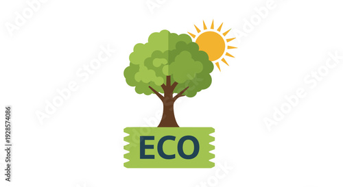Eco Green Tree Logo Illustration.