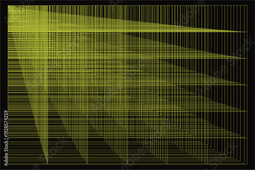 Abstract digital artwork with yellow grid lines on black background