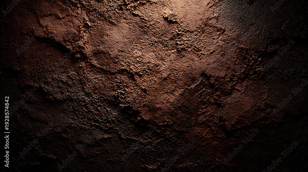 Fototapeta premium Close-up of Rough Brown Earth Texture with Shadows