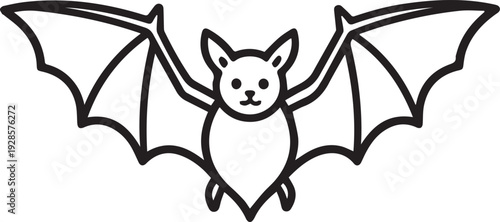 A stylized illustration of a bat with outstretched wings, capturing its unique form and features in a clean, graphic style.