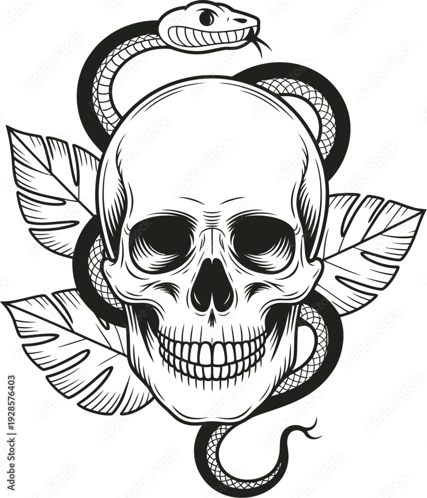 Fototapeta premium Skull with wings and tattoo vector illustration icon design