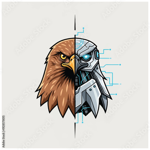 Digital Art Eagle Robot Fusion Concept.