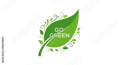 Green leaf eco friendly symbol logo.