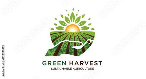 Green Harvest Sustainable Agriculture Logo Design.