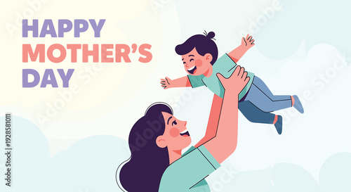 Mother's Day, happy mother and child