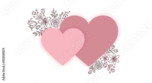 Pink heart floral design elements