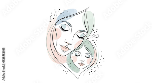 Mother and child face illustration