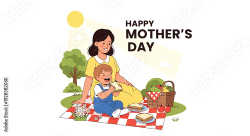 Mother's Day picnic vector illustration