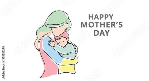 Mother and baby hug icon, Happy Mother's Day