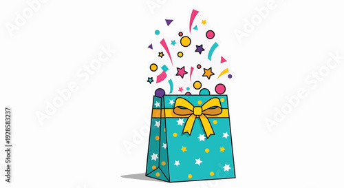 Birthday gift bag with colorful confetti