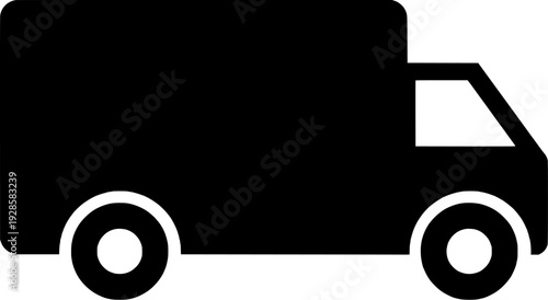 Black Delivery Truck Silhouette Icon. Cargo Transport Vehicle, vector illustration 