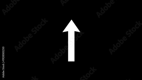 Up Arrow Loop Animation Minimal White Icon on Black Background