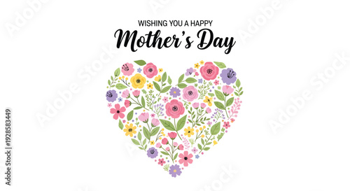 Mother's Day floral heart greeting card