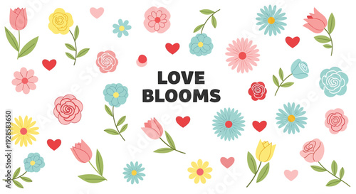 Floral heart love blooms vector illustration