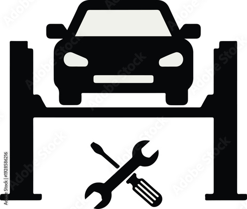 Car Repair Service Icon with Hydraulic Lift