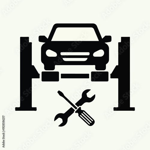 Car Repair Service Icon with Hydraulic Lift