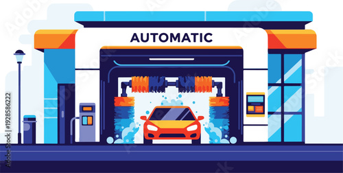 Car Wash Service: Contemporary Flat Illustration
