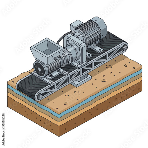 Industrial trencher machine digging into the ground.