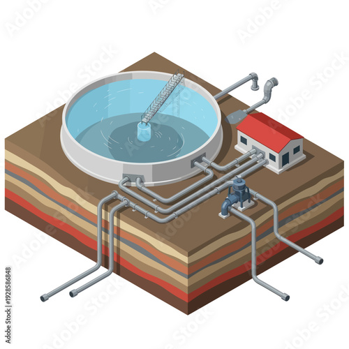 Underground Water Storage and Distribution System Diagram.