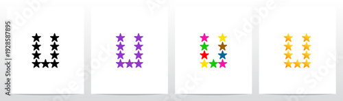 Stars Twinkle Rating Letter Alphabet Initial Logo Design U