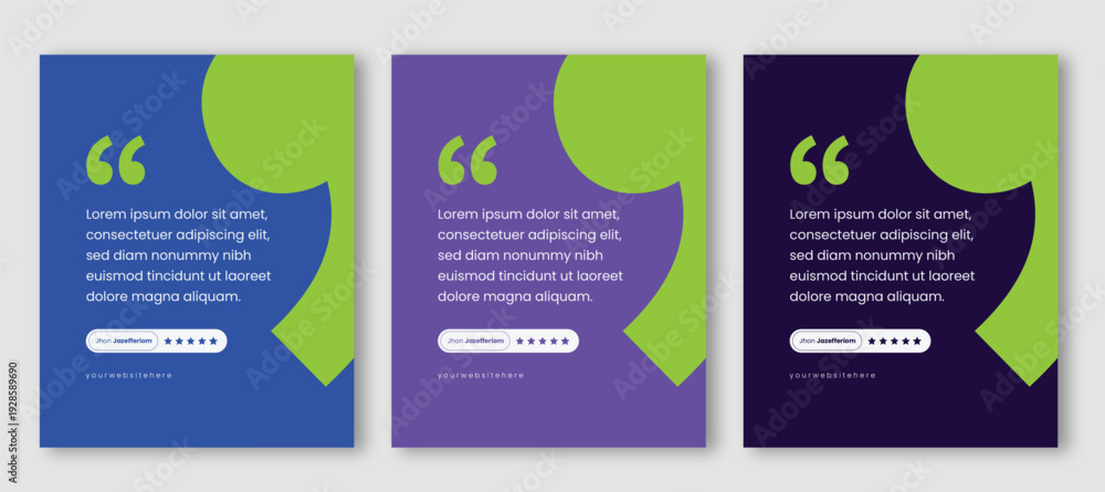 Obraz premium Creative testimonial social media post template vector. Quote banner design with modern speech bubble layout and star rating.