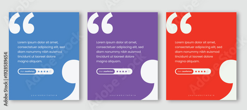 Modern Testimonial Quote Social Media Post Template Set with Star Rating and Colorful Gradient Backgrounds