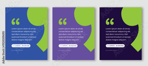 Creative testimonial social media post template vector. Quote banner design with modern speech bubble layout and star rating.