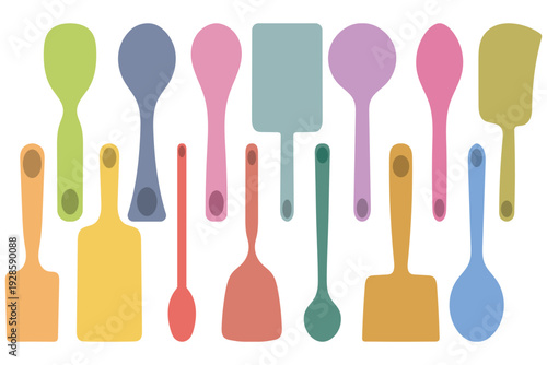 Collection of Colorful Kitchen Utensils