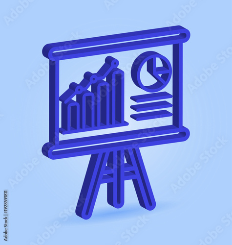 3D Business Presentation Board Icon for Corporate Training Marketing and Website Use