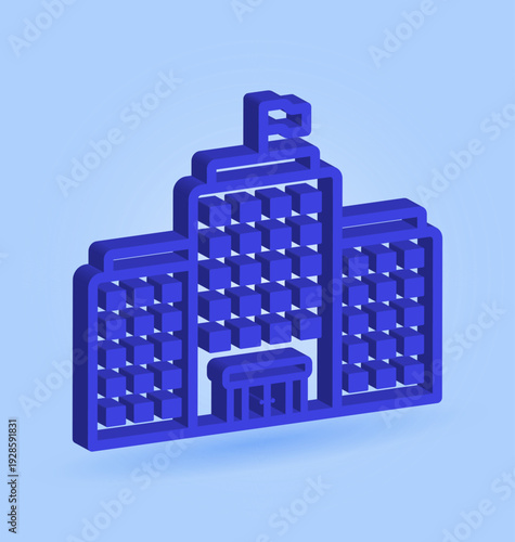 3D Office Building Icon for Real Estate Corporate Branding and Business Presentation