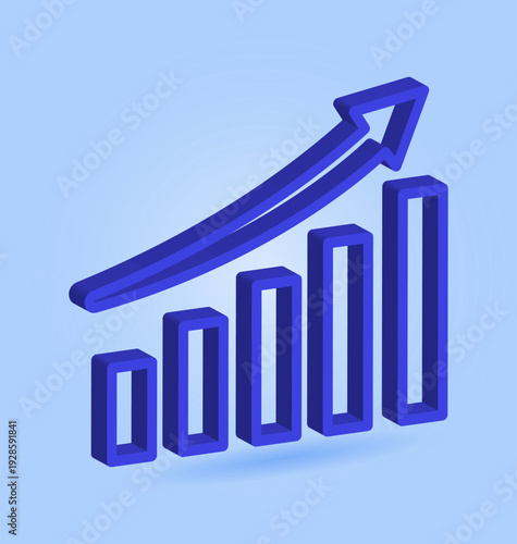 3D Business Growth Arrow Icon for Revenue Strategy and Investment Presentation