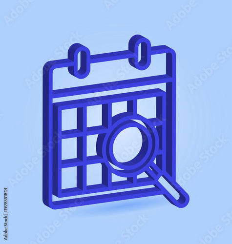 3D Business Calendar Search Icon for Scheduling Planning and Corporate Management