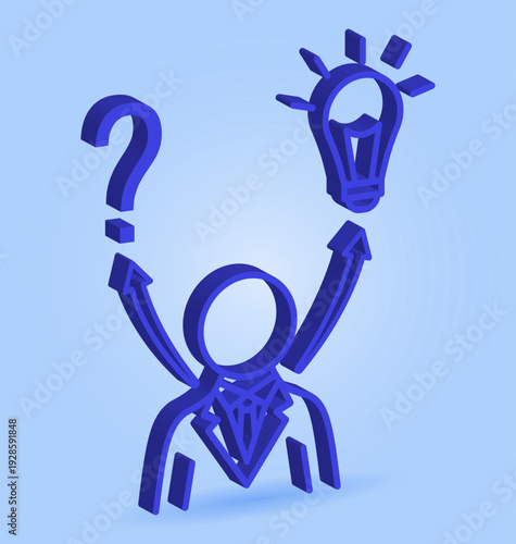 3D Problem Solving Idea Icon for Innovation Strategy and Business Planning