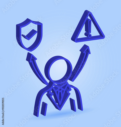 3D Risk Management Security Icon for Business Protection and Corporate Compliance