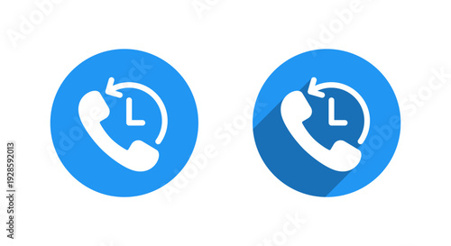 Call history icon with long shadow. Recent phone symbol. Handset callback sign