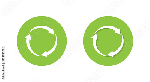 Circular refresh arrow icon with shadow. Rotation cycle symbol. Update loop sign